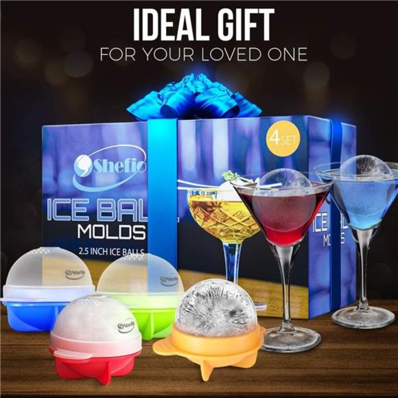 Round Ice Cube Mold Set of 4 Multicolor 2.5 Inch Tight Sealing, Leak Proof - Picture 5 of 6